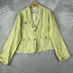 Click by Color Me Cotton Jacket Womens XL Green Linen Safari Boho Utility
